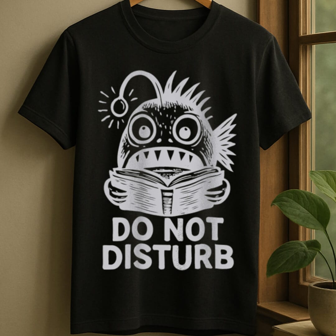 Black / S Anglerfish reading t-shirt
