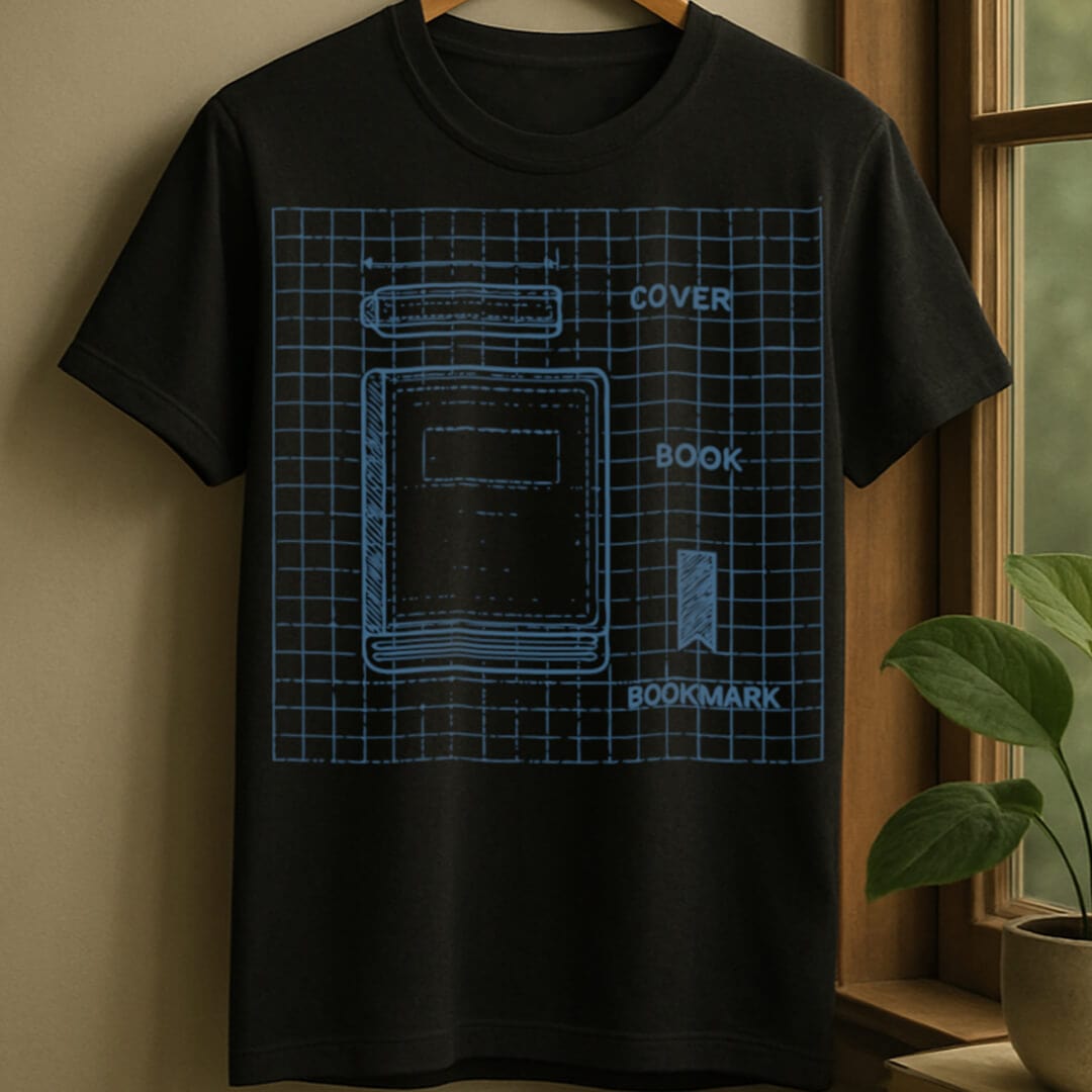 Black / S Book blueprint t-shirt