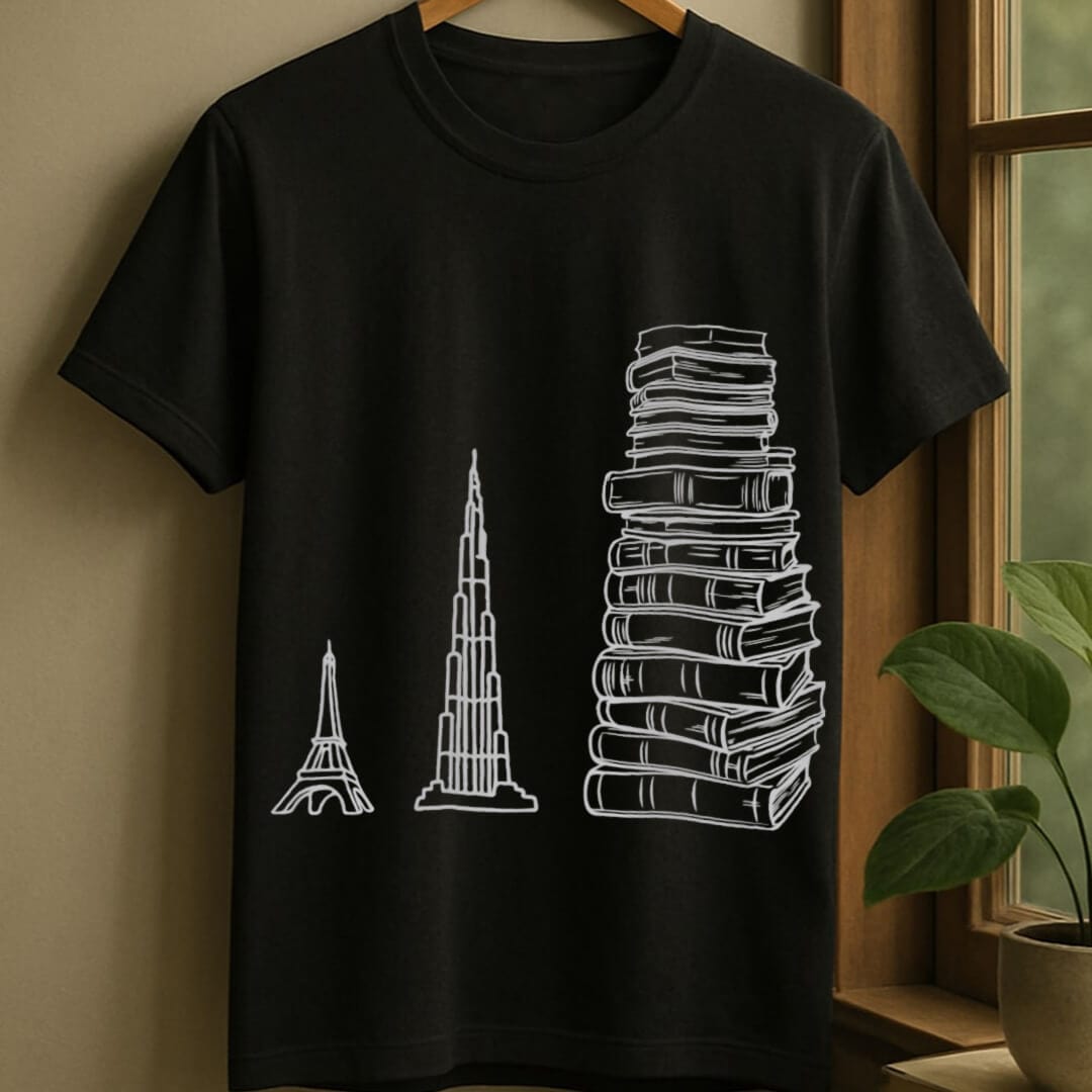 Black / S Book tower t-shirt