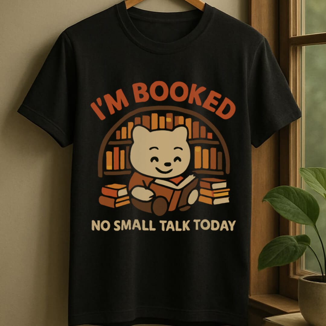 Black / S Booked no small talk t-shirt