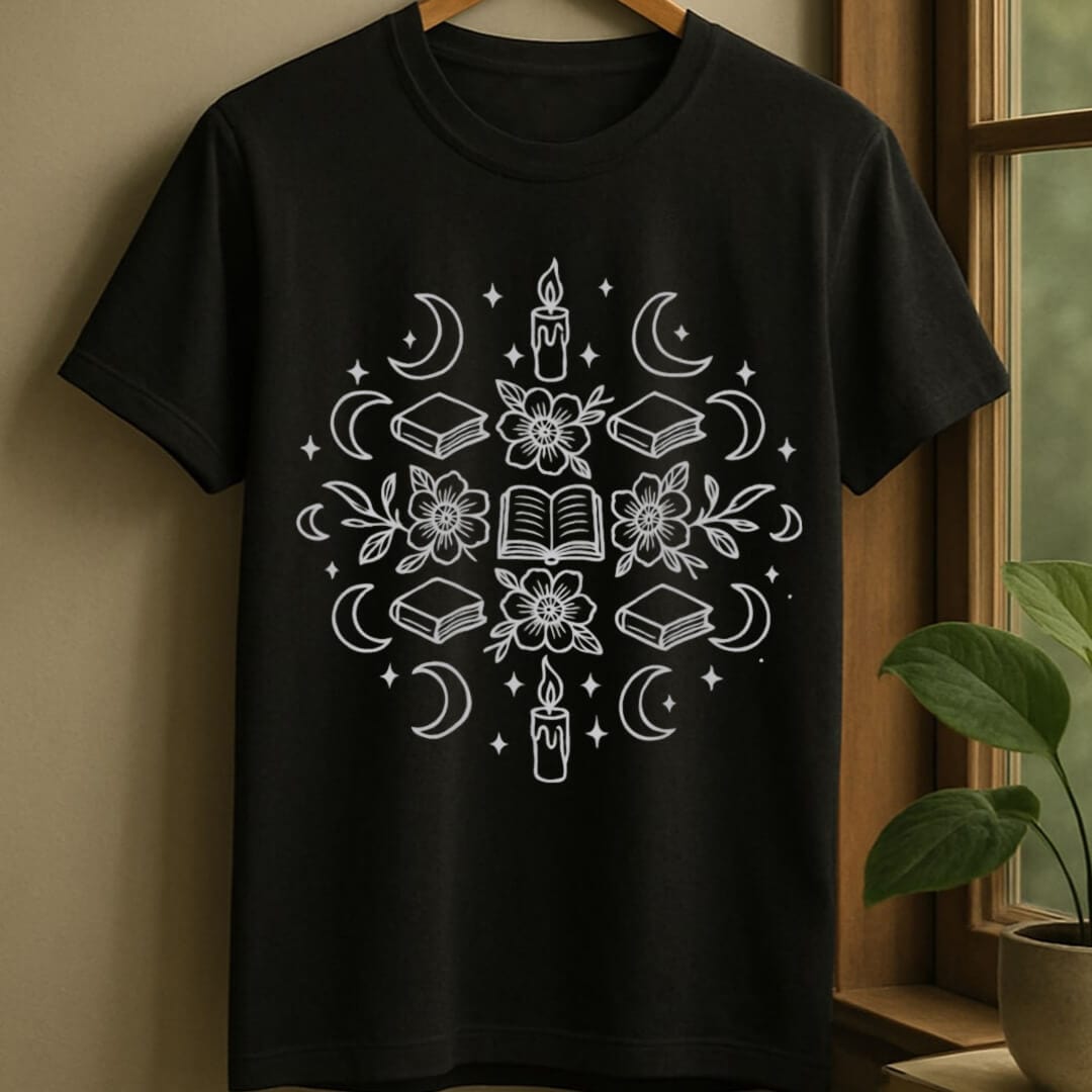 Black / S Bookish mandala t-shirt