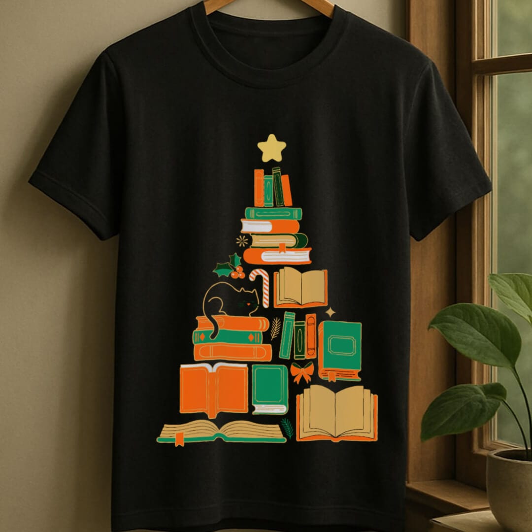 Black / S Bookish tree t-shirt