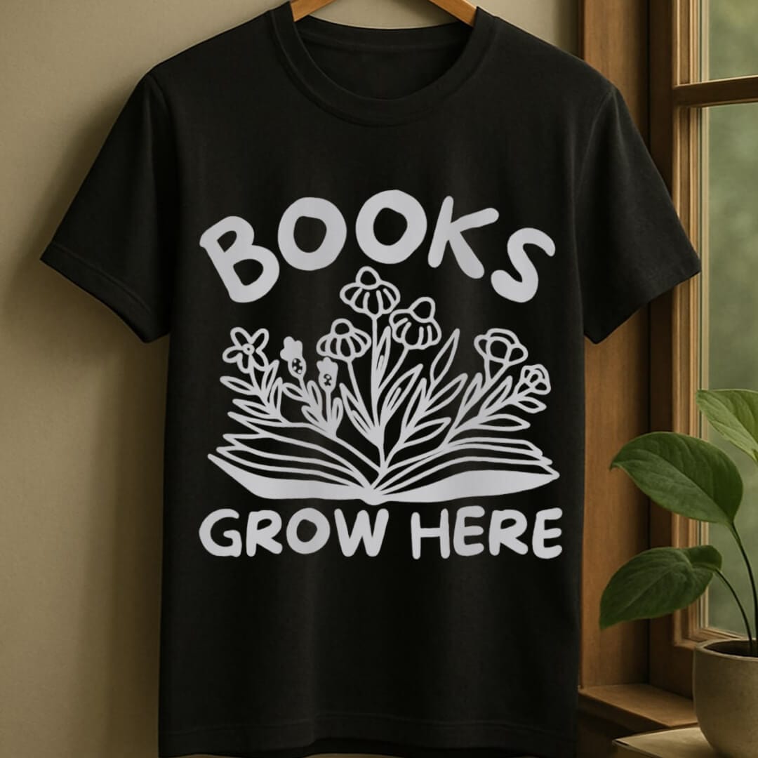 Black / S Books grow here t-shirt