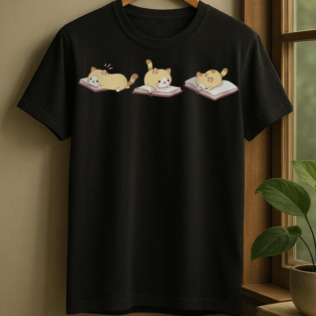 Black / S Cats and books t-shirt