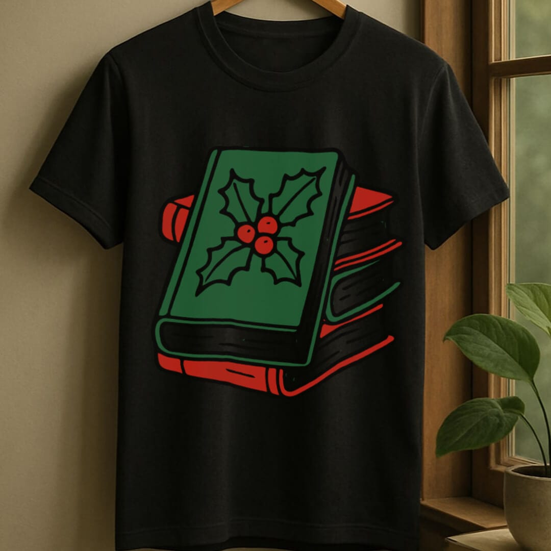 Black / S Christmas books t-shirt