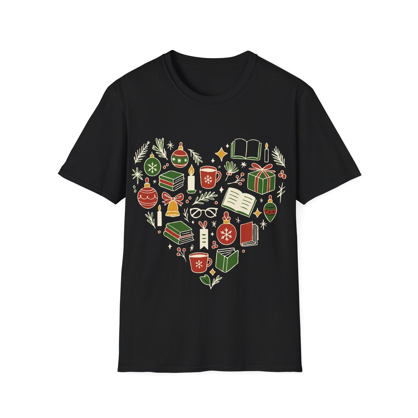 Black / S Christmas heart t-shirt