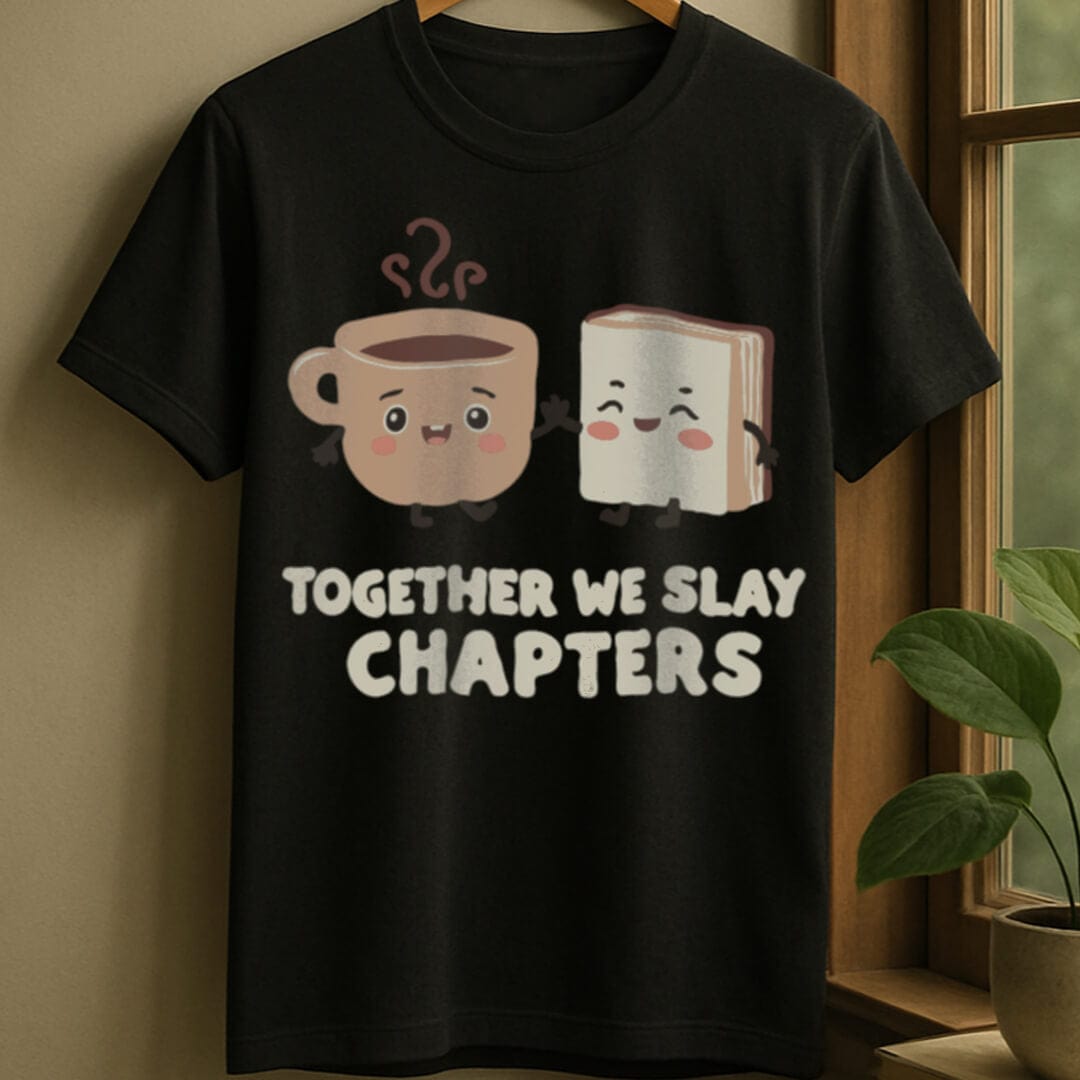 Black / S Coffee and book t-shirt