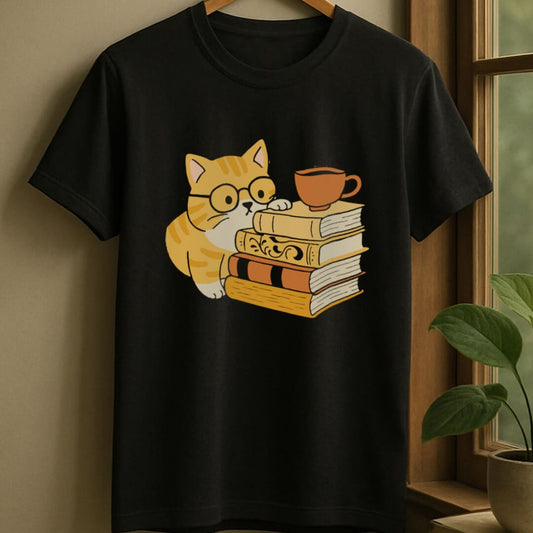 Black / S Curious cat t-shirt