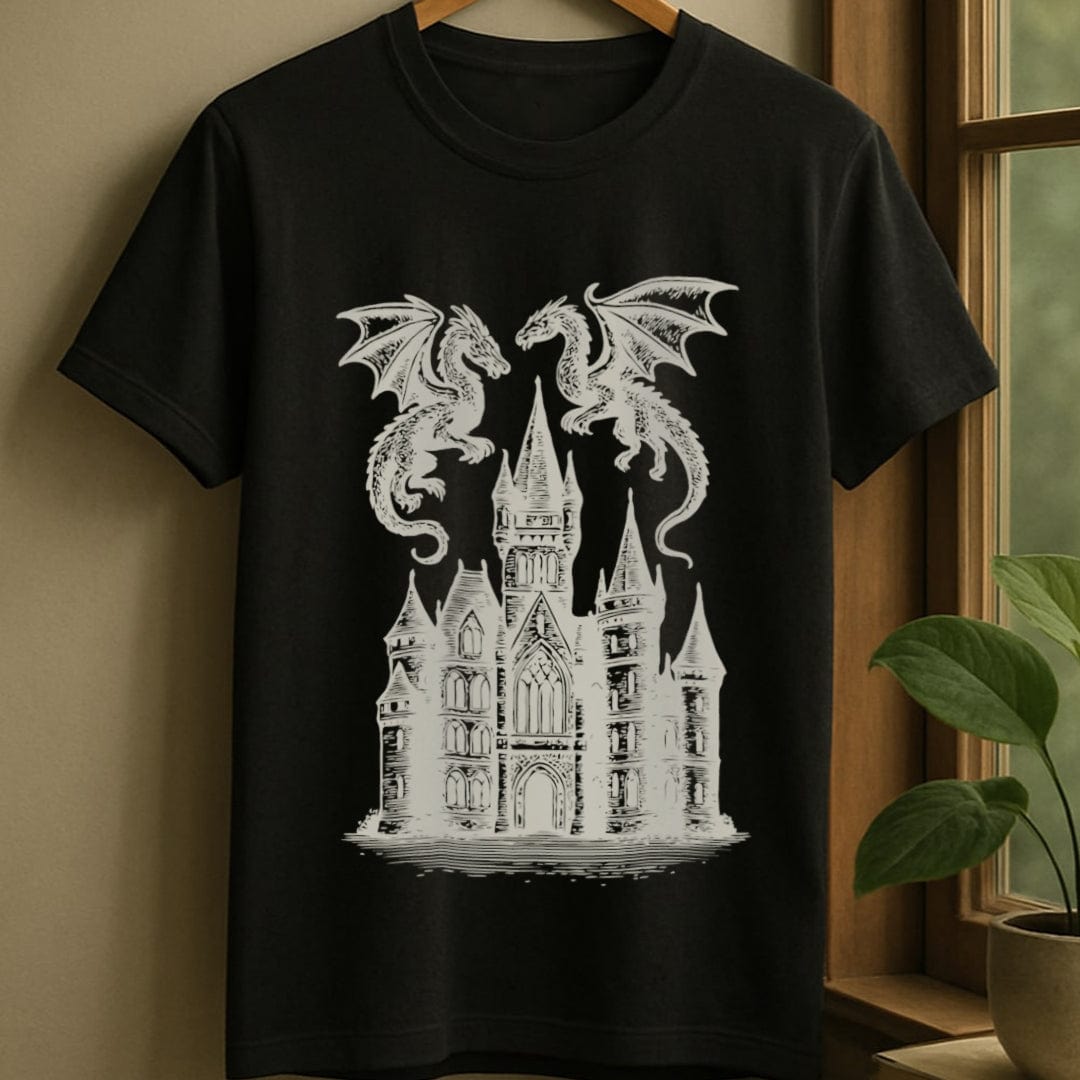 Black / S Dragons of dark academia t-shirt