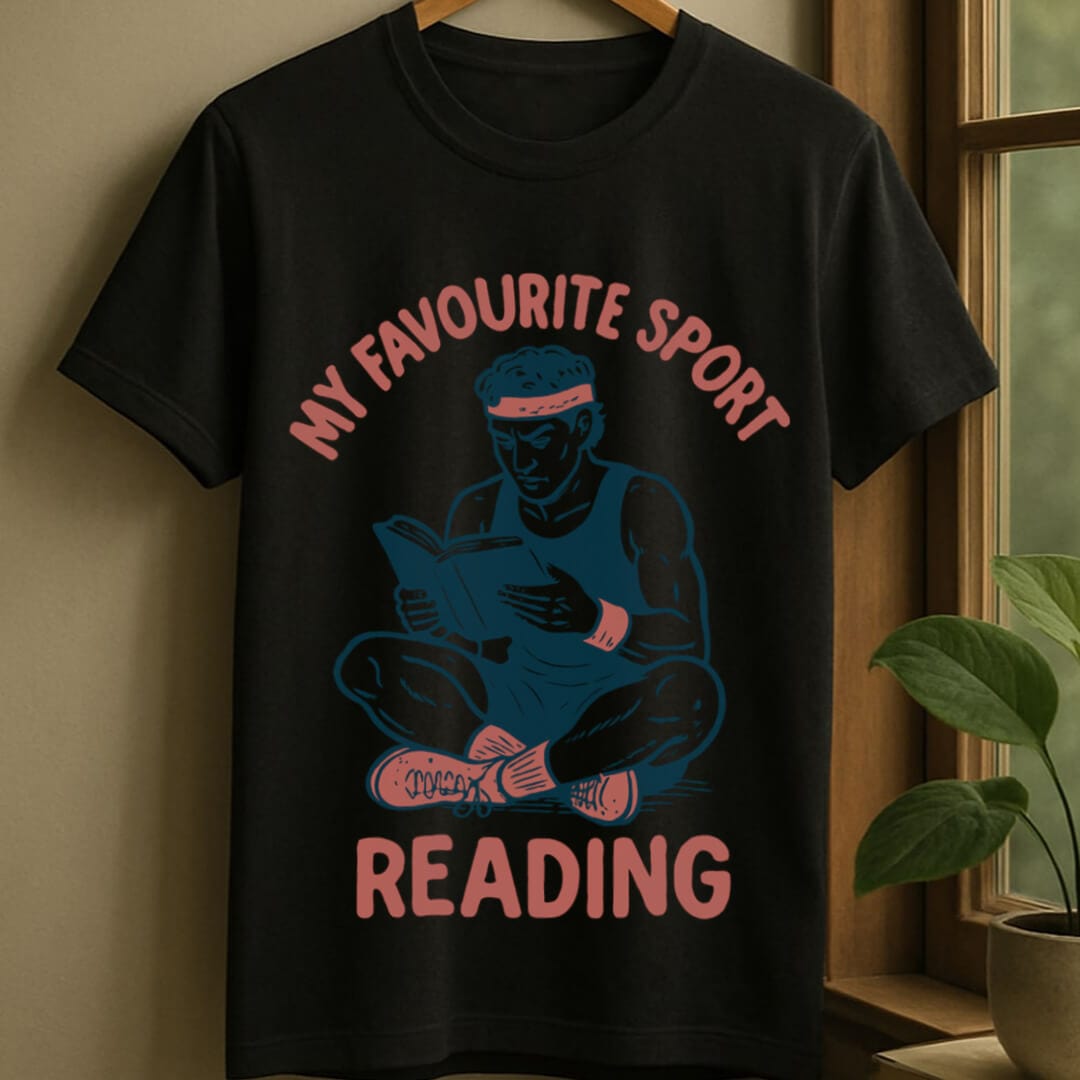 Black / S Favourite sport is reading t-shirt