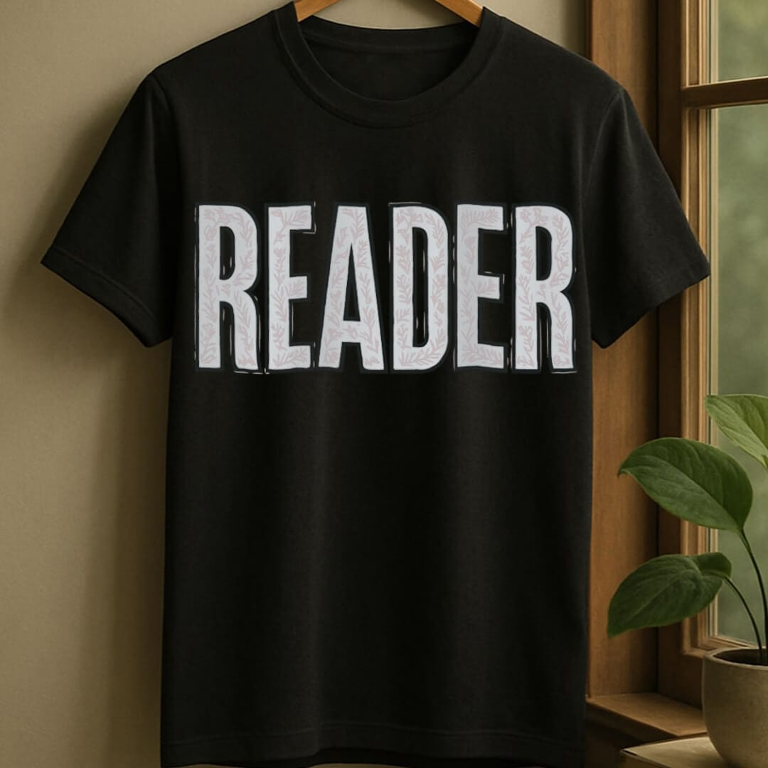 Black / S Floral reader t-shirt