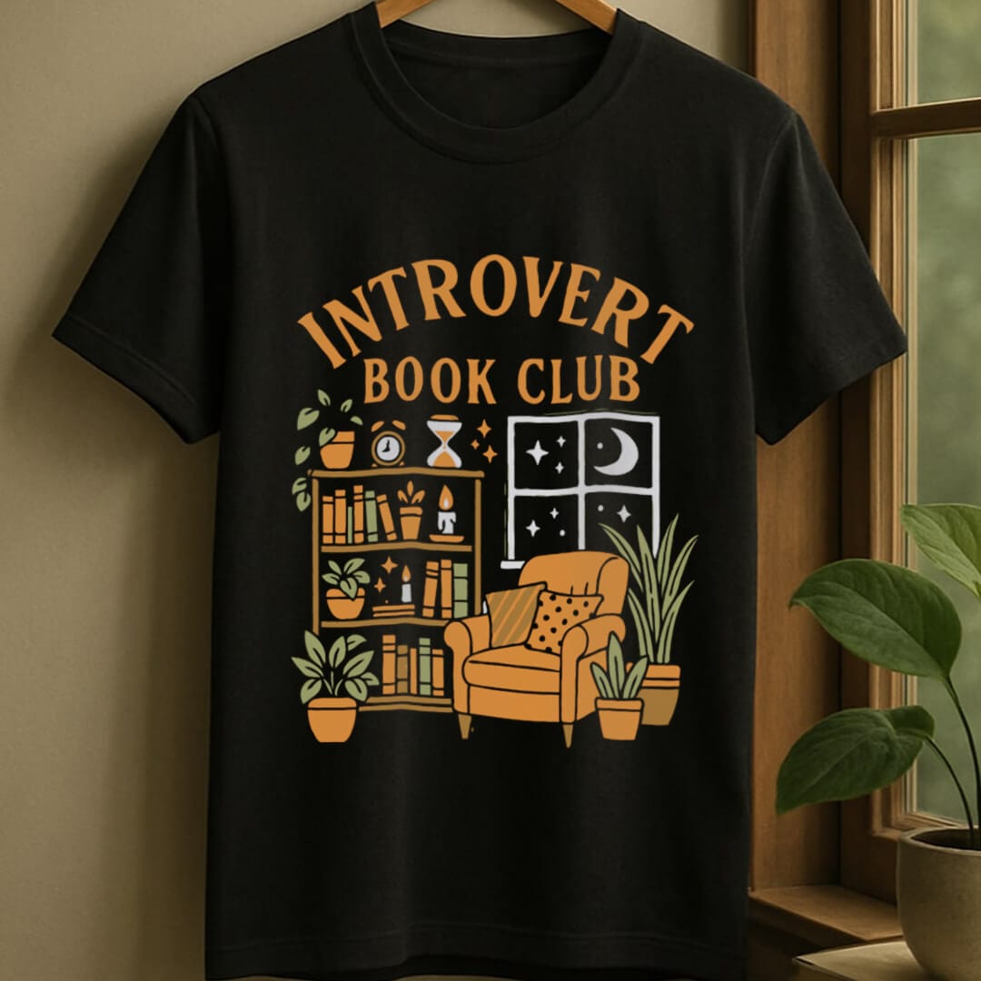 Black / S Introvert bookclub t-shirt