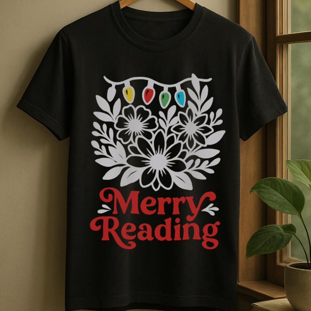 Black / S Merry reading t-shirt