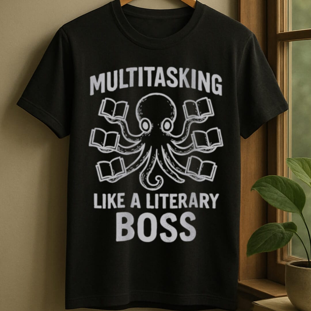 Black / S Octopus multitasking books t-shirt