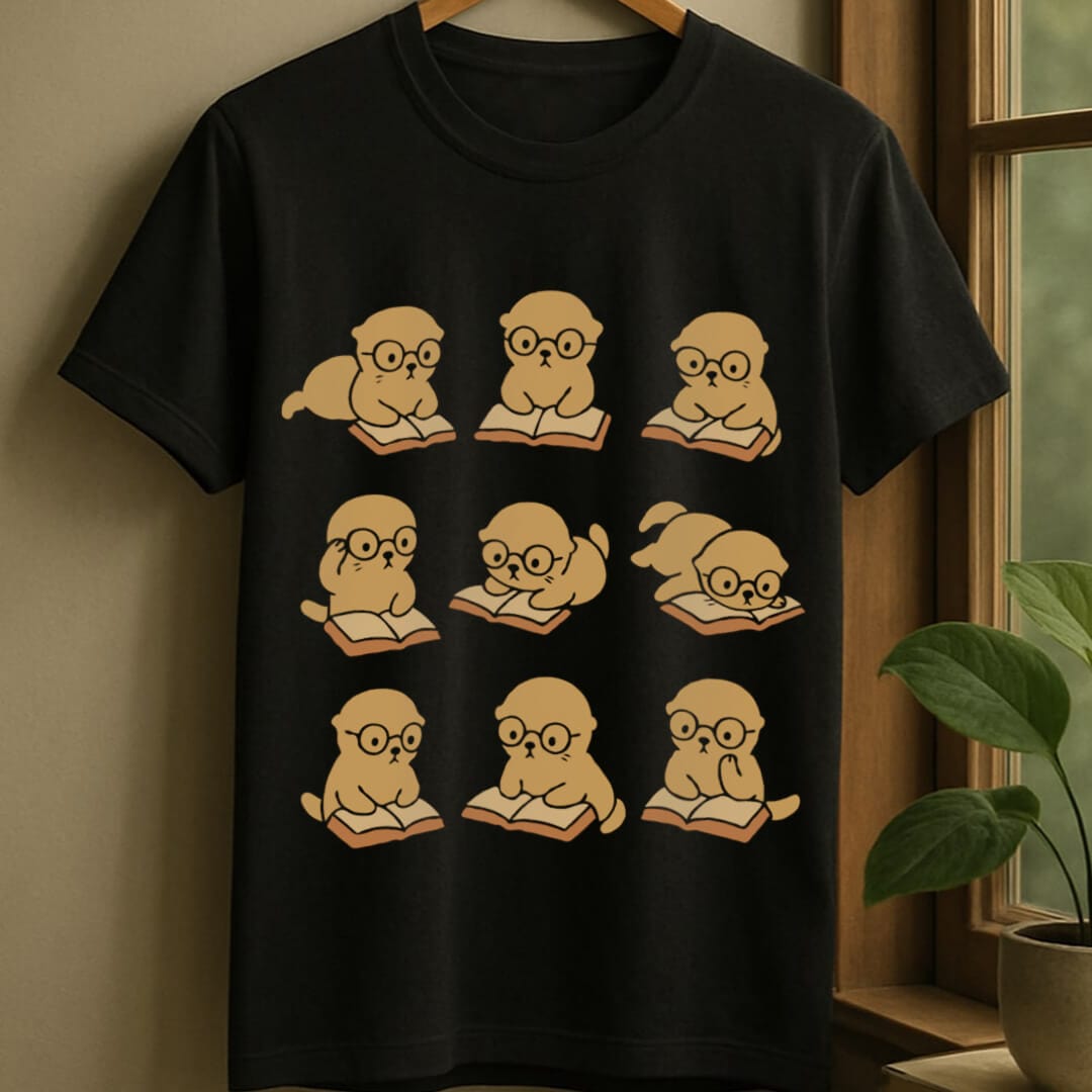 Black / S Otter reading t-shirt
