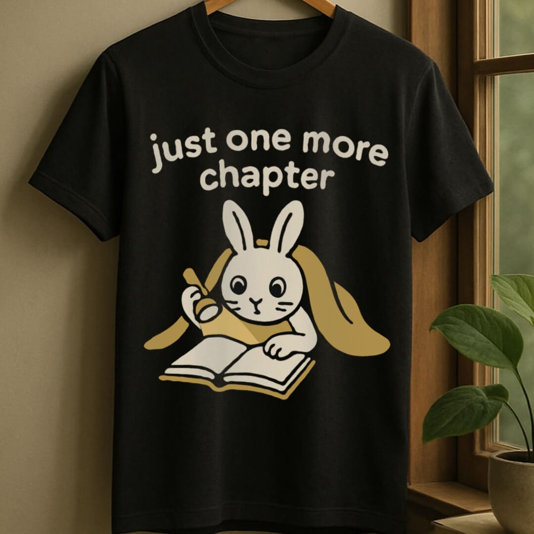 Black / S Rabbit late night reading t-shirt