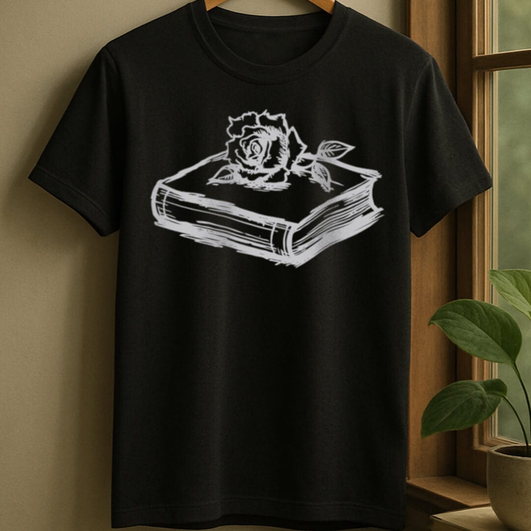 Black / S Rose and book t-shirt