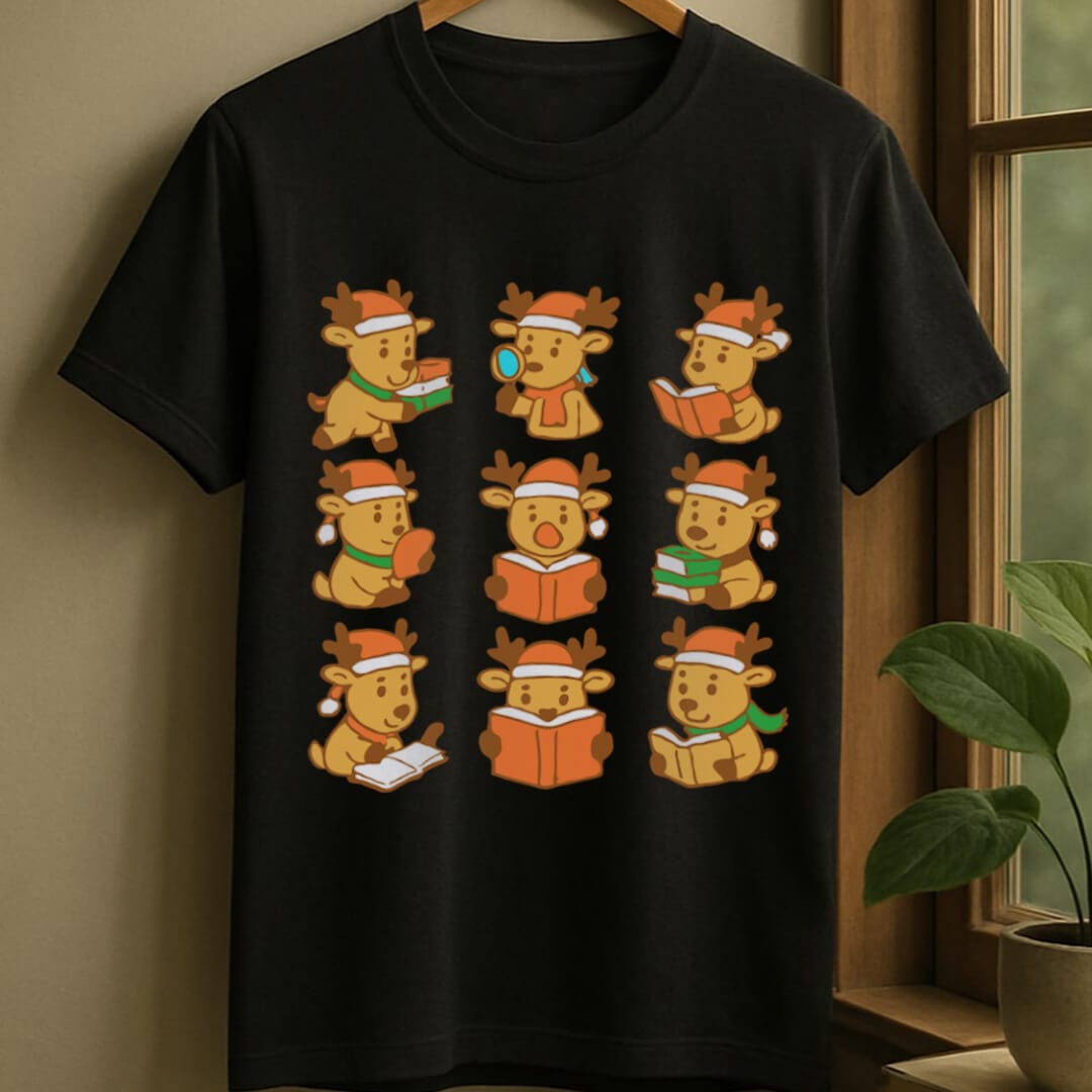 Black / S Santa's reindeer t-shirt