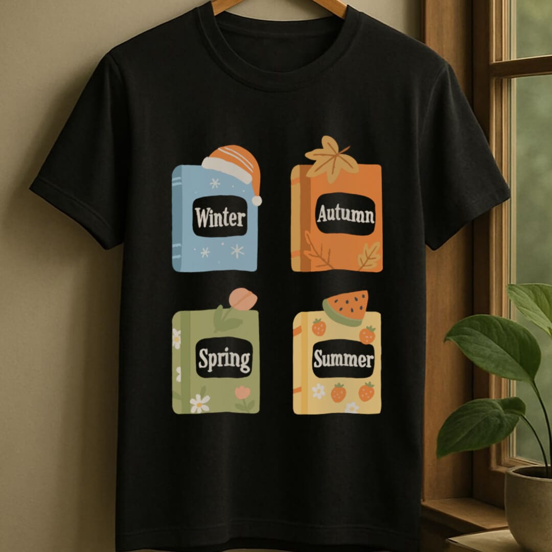 Black / S Seasonal books t-shirt