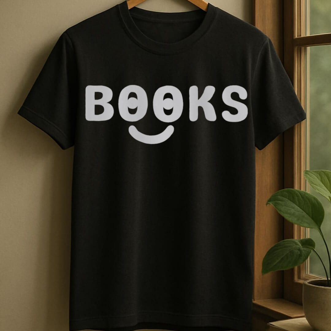 Black / S Smiley books t-shirt