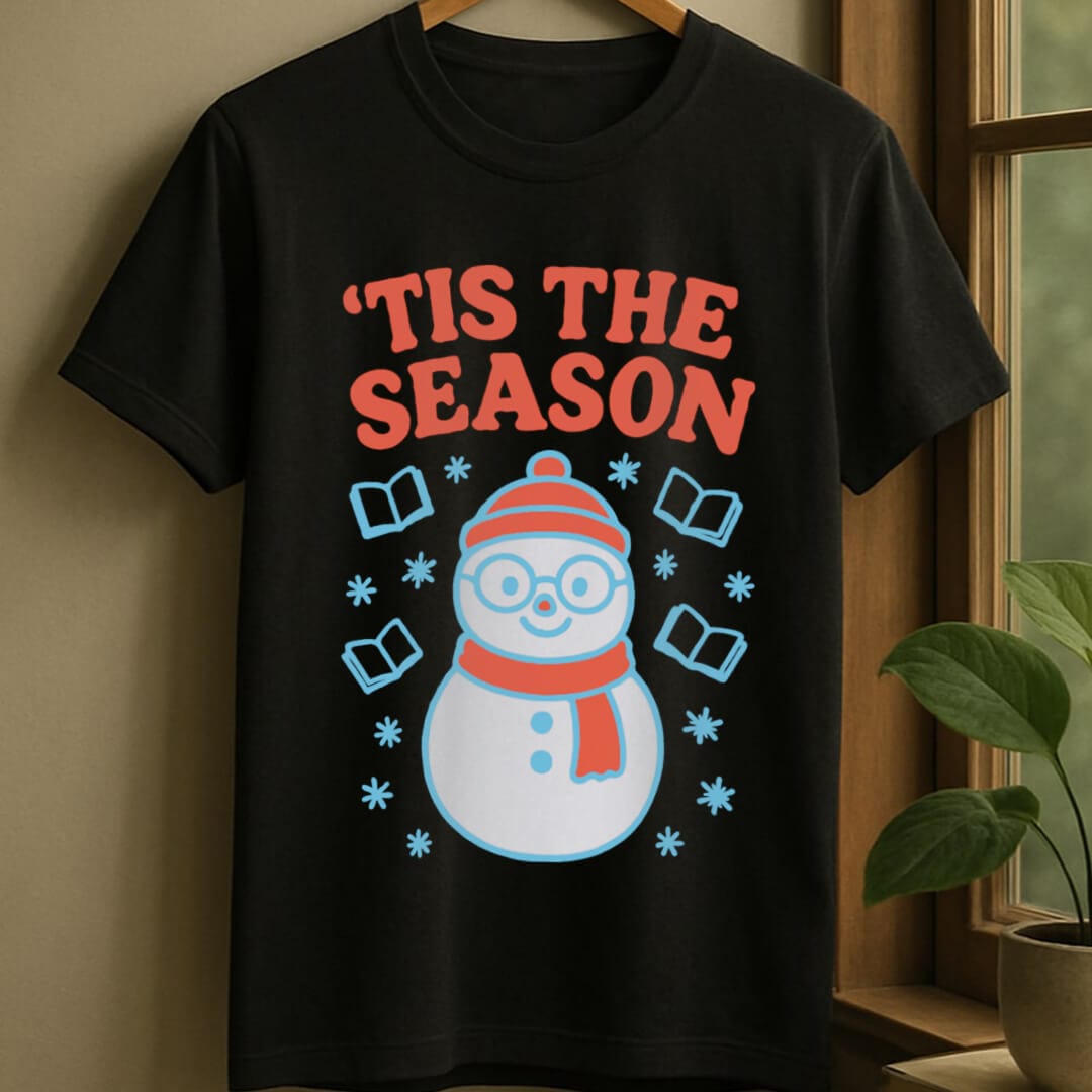 Black / S Tis snowman season t-shirt