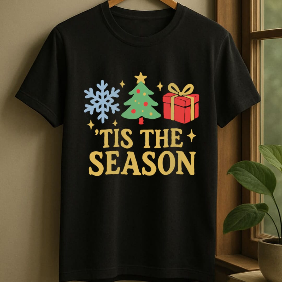 Black / S Tis the season t-shirt