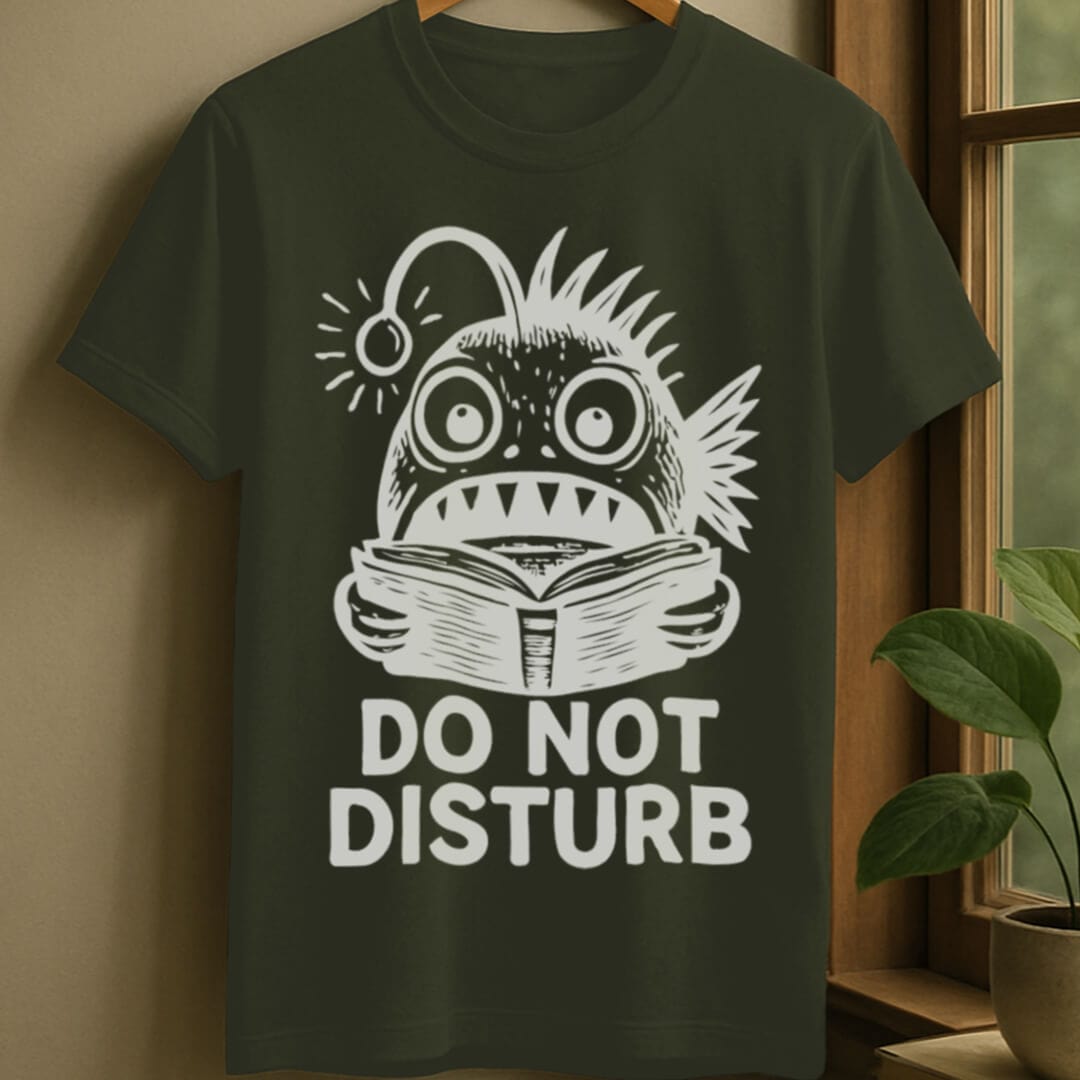 Military Green / S Anglerfish reading t-shirt