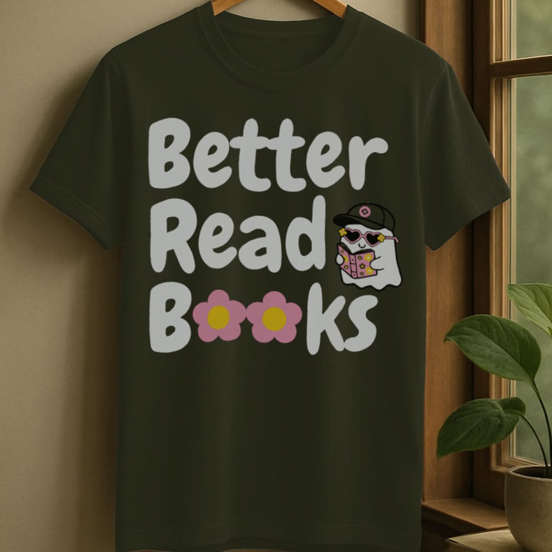 Military Green / S Better read books t-shirt