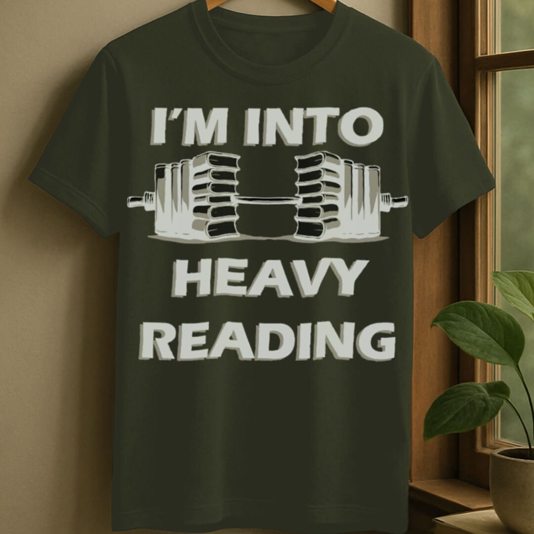 Military Green / S Book barbell t-shirt