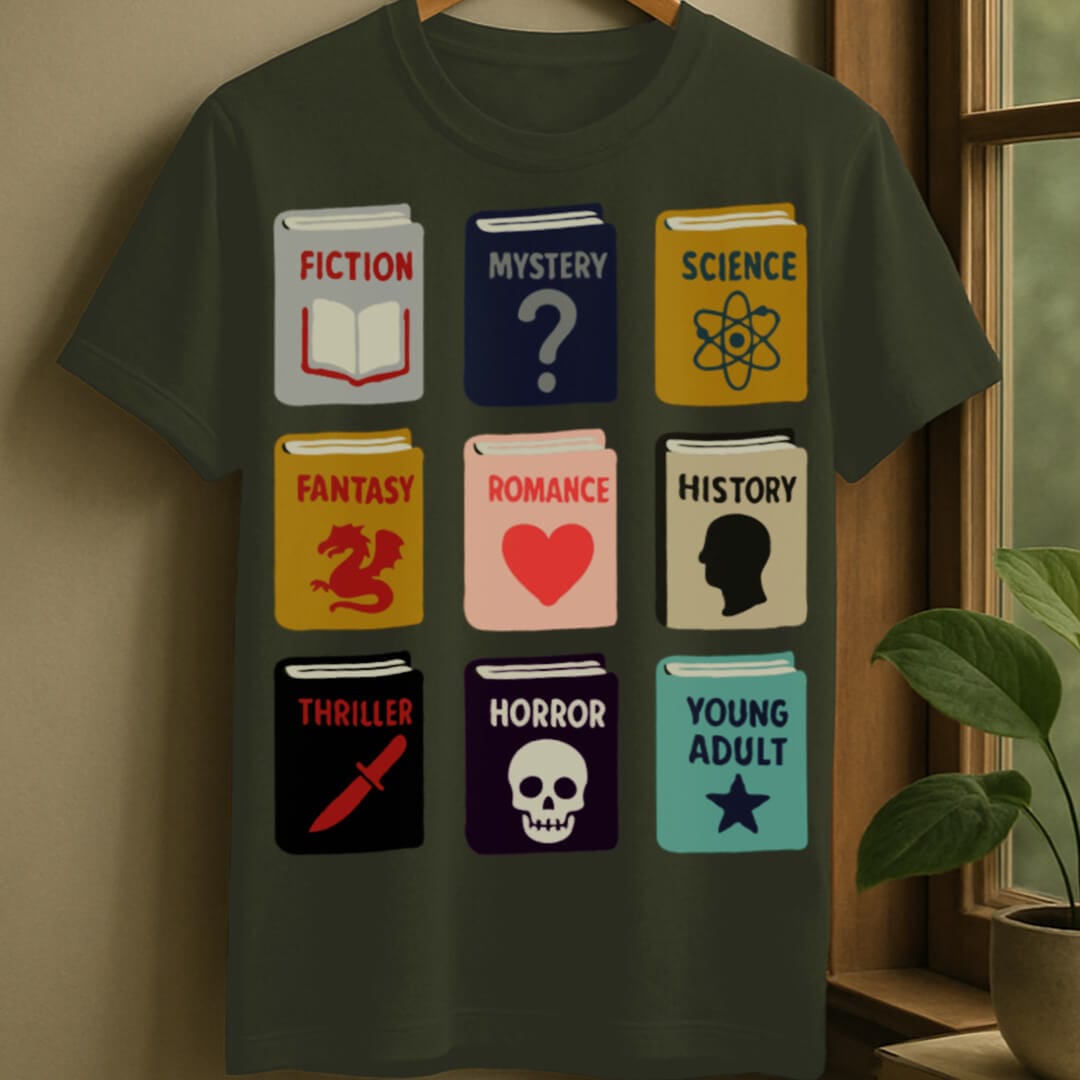 Military Green / S Book genre t-shirt