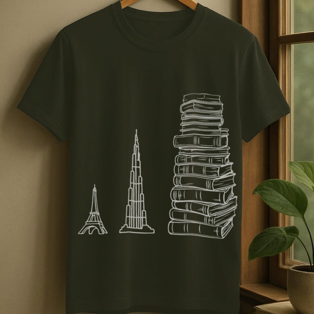 Military Green / S Book tower t-shirt