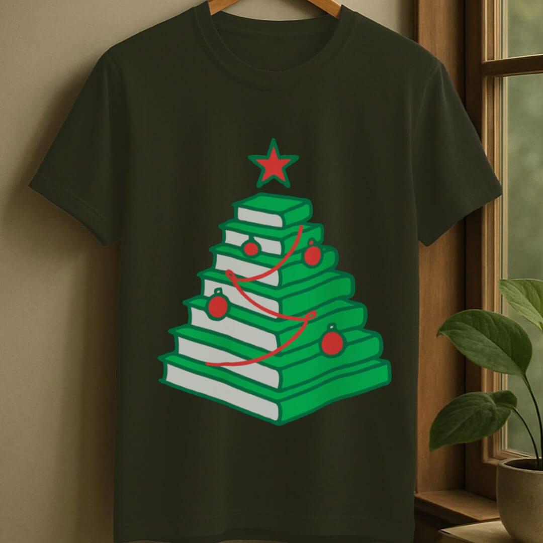Military Green / S Book tree t-shirt