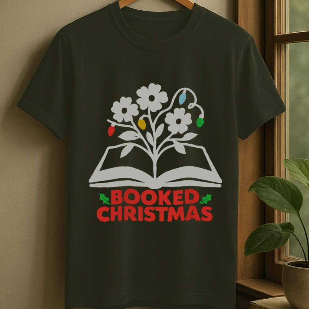 Military Green / S Booked christmas t-shirt