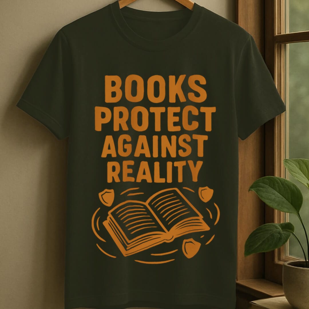 Military Green / S Books protect against reality t-shirt