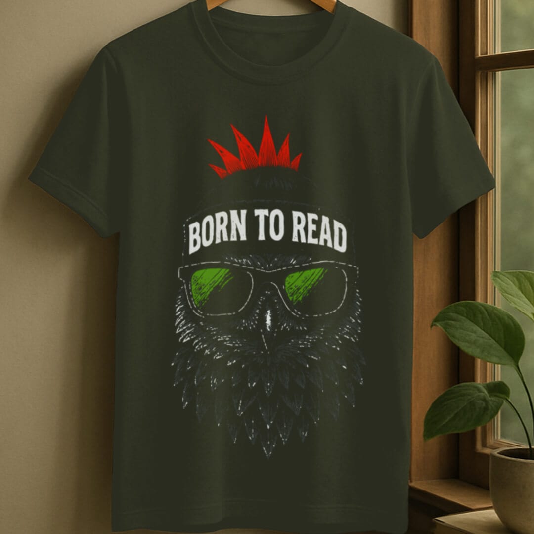 Military Green / S Born to read t-shirt