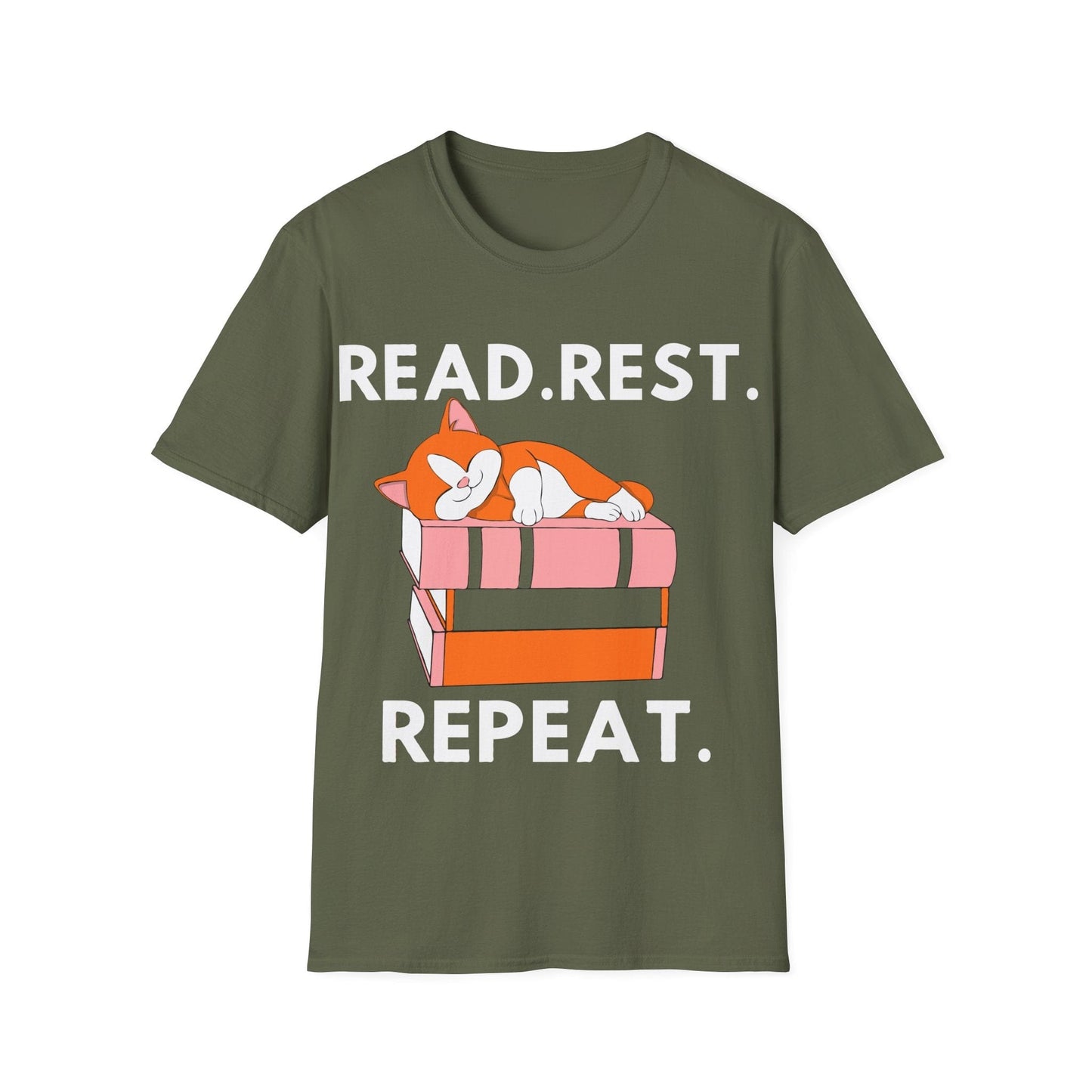 Military Green / S Cat sleeping t-shirt