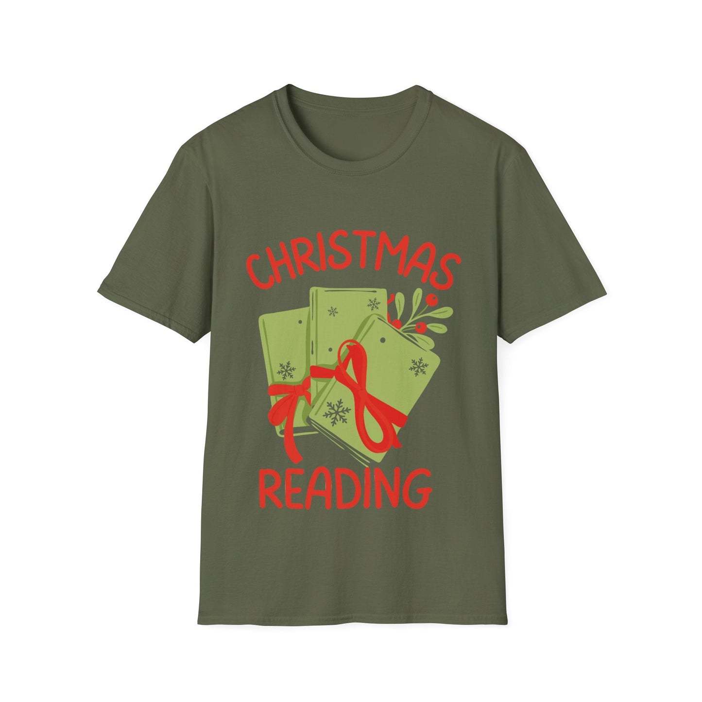 Military Green / S Christmas reading t-shirt