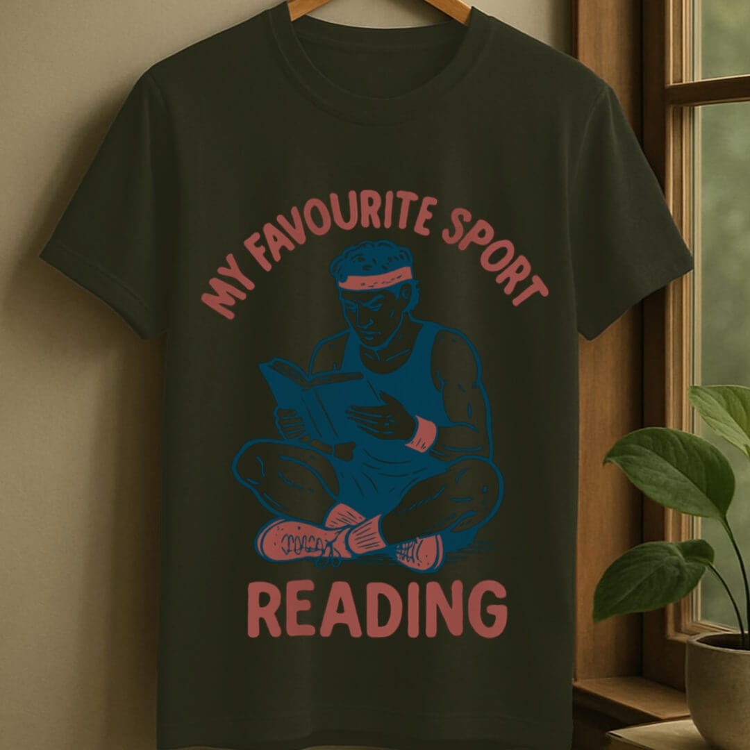 Military Green / S Favourite sport is reading t-shirt