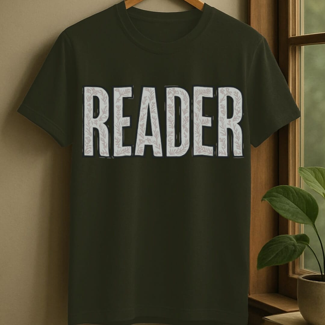 Military Green / S Floral reader t-shirt