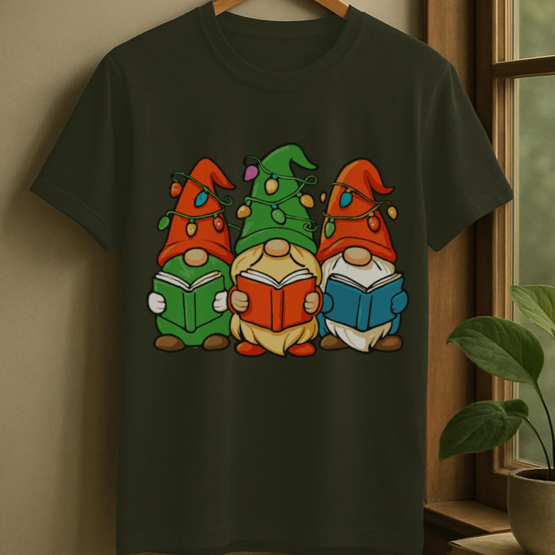 Military Green / S Gnomes reading t-shirt