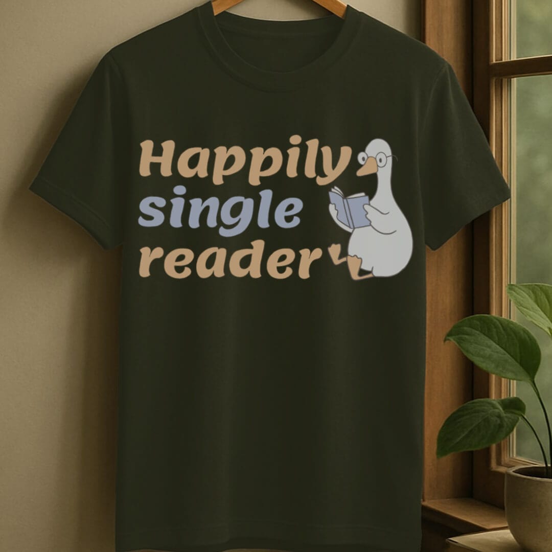 Military Green / S Happily single reader t-shirt