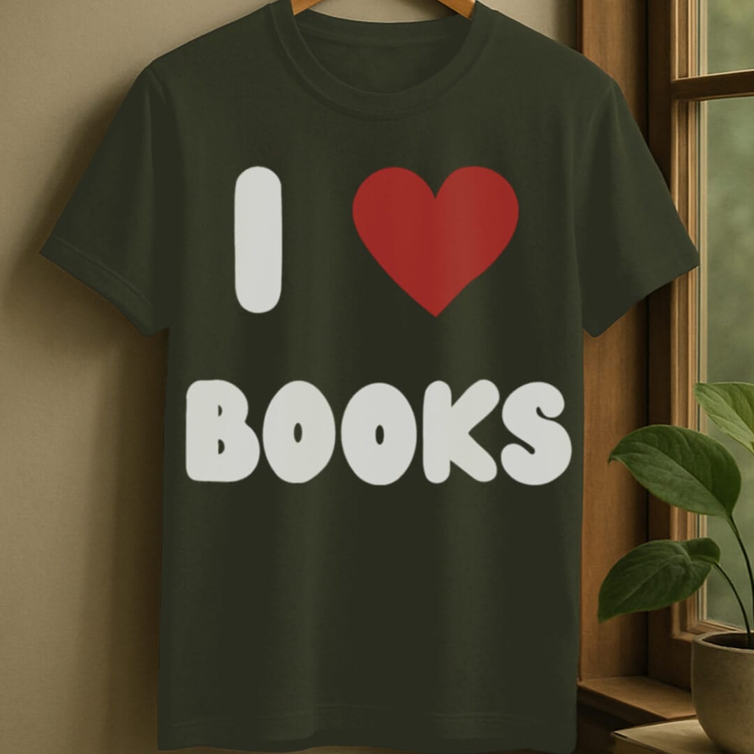 Military Green / S I love books t-shirt