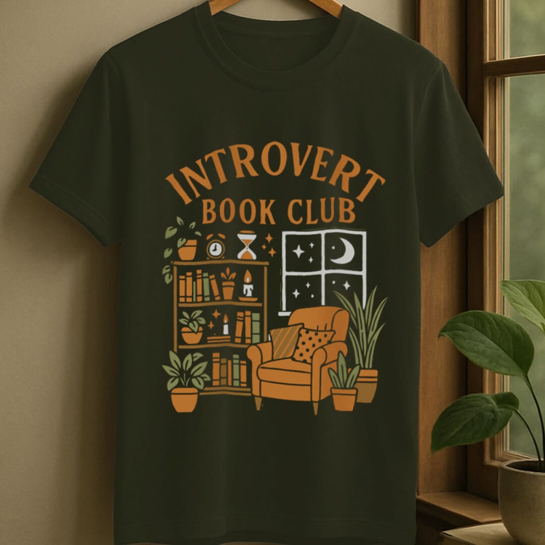 Military Green / S Introvert bookclub t-shirt