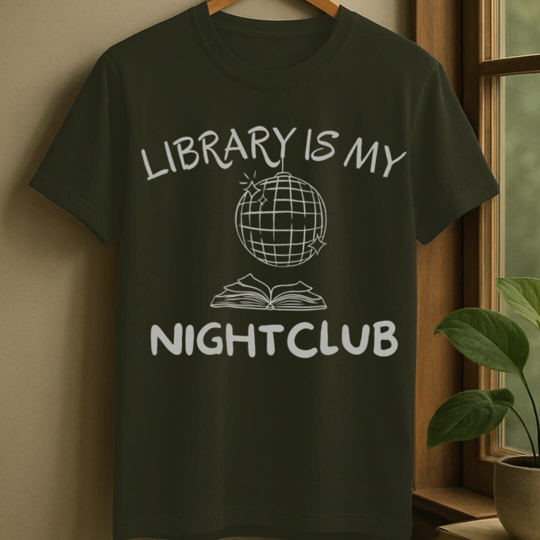 Military Green / S Library is nightclub t-shirt