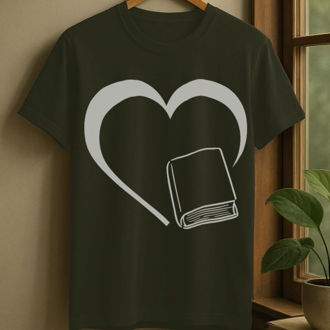 Military Green / S Love books t-shirt