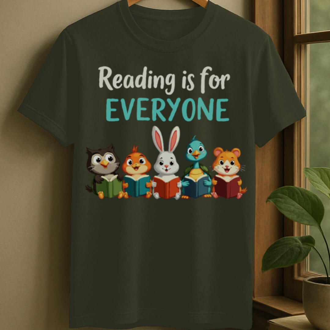 Military Green / S Reading fun t-shirt
