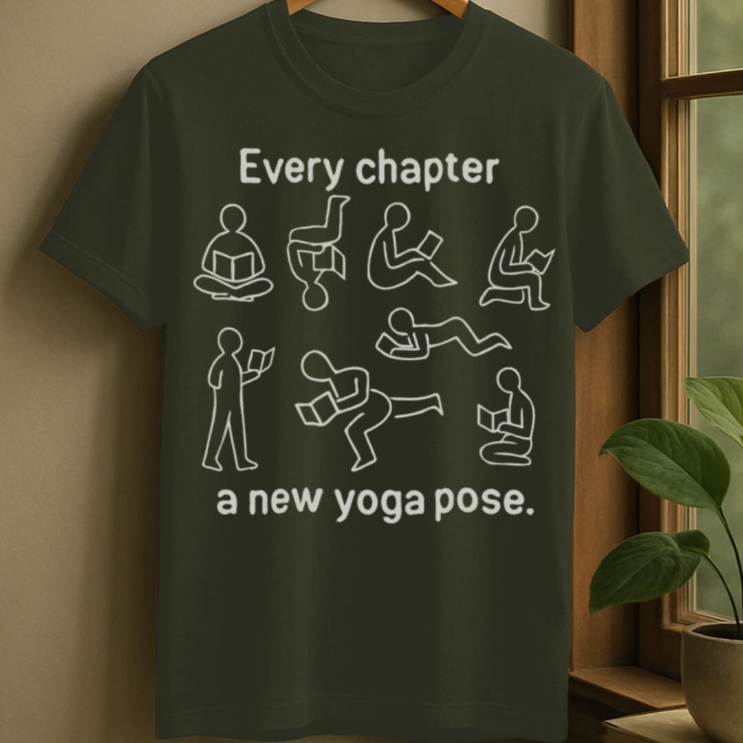Military Green / S Reading poses t-shirt