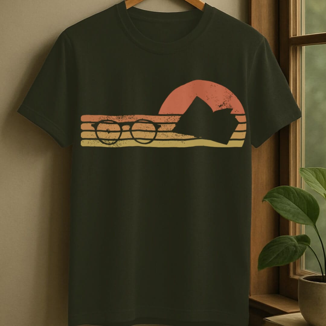 Military Green / S Retro sunset reader t-shirt