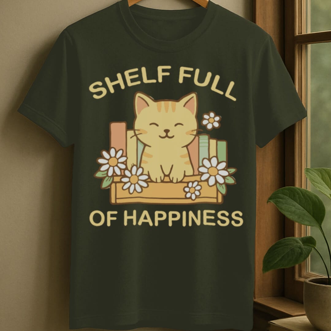 Military Green / S Shelf full of happiness t-shirt