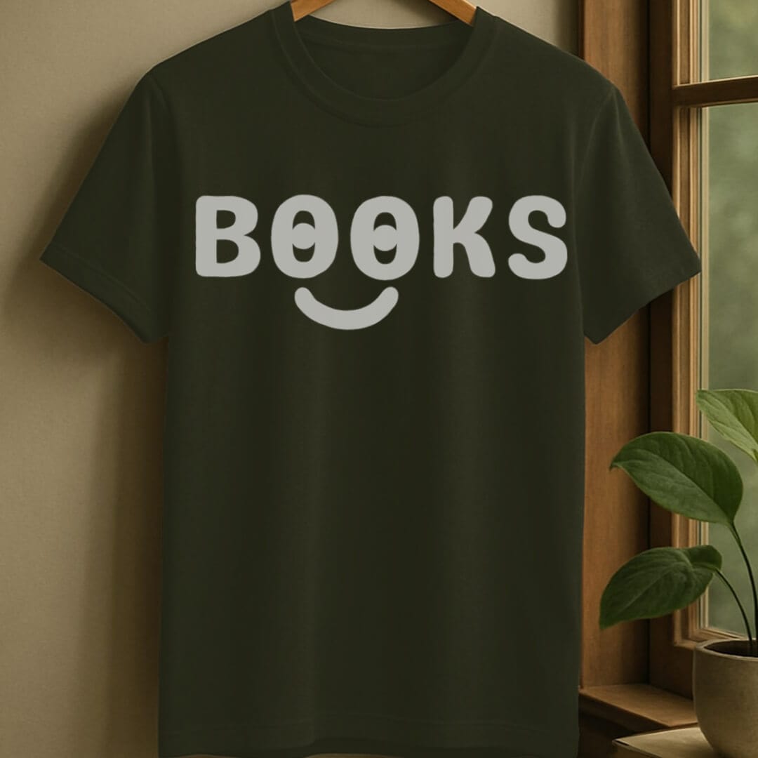 Military Green / S Smiley books t-shirt
